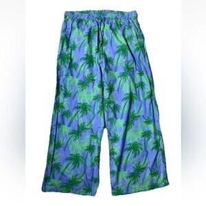 Tiny Tassel Women's Sz XL Palm Trees Tropical Lounge Pants PAJAMAS 100% Cotton